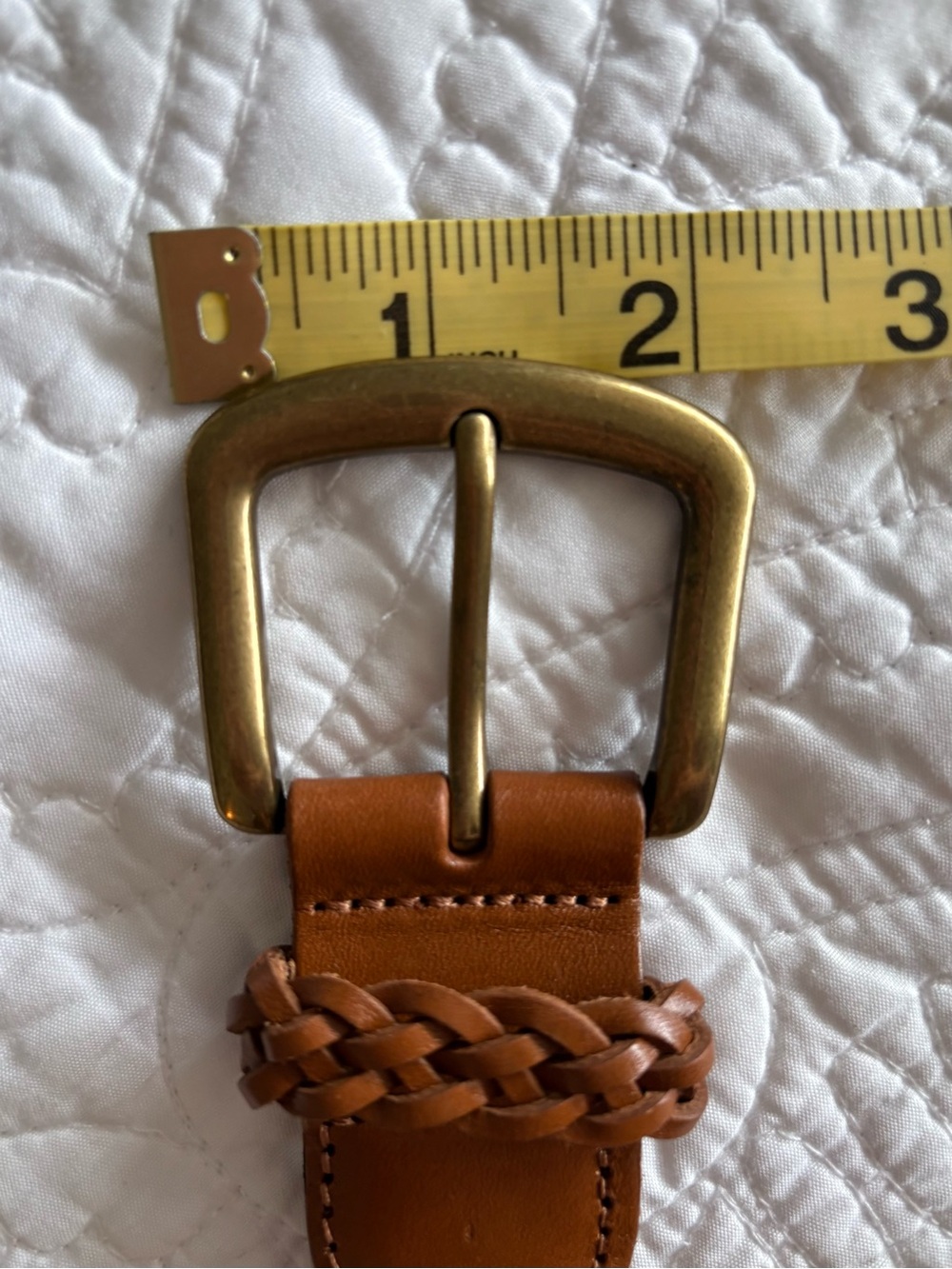 J. Crew Woven Leather Belt in Tan with Brass Buckle - Picture 3 of 7